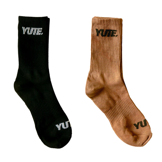 YUTE: Crew Socks (2 Pack) Black/Brown