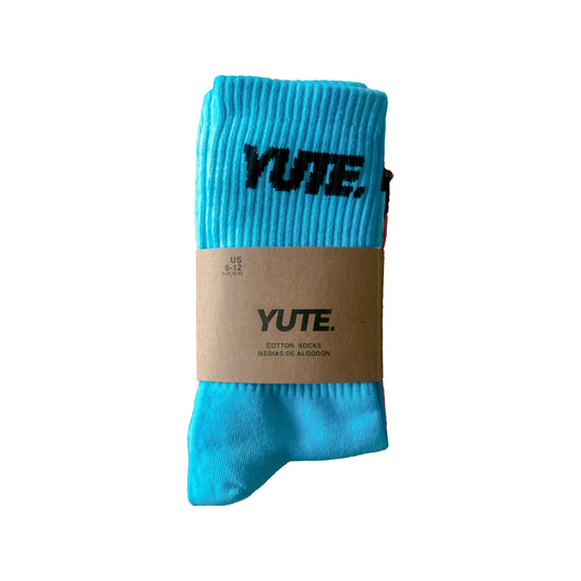 YUTE: Crew Socks (2 Pack) CloudBlue/Coral