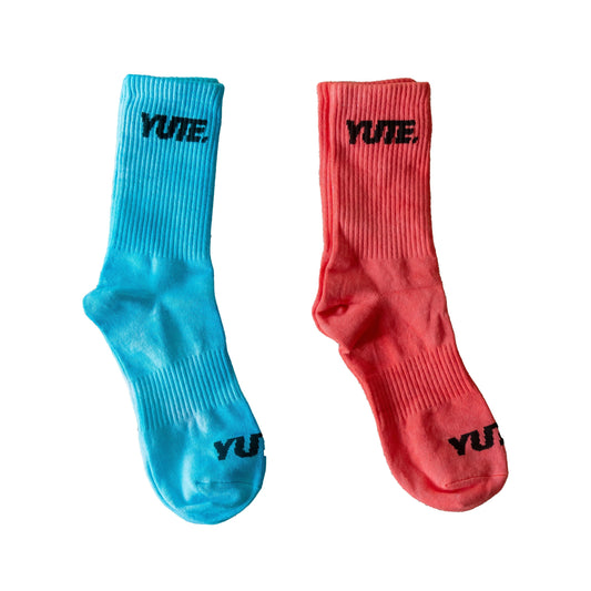 YUTE: Crew Socks (2 Pack) CloudBlue/Coral